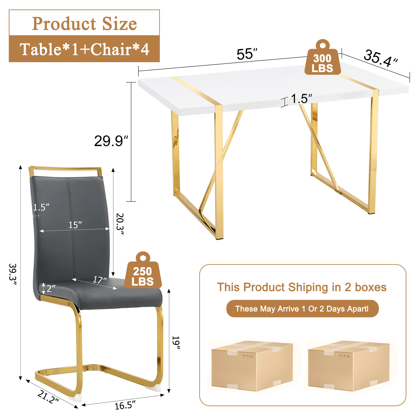 Sudica Dining Table Set for 4£¬Faux Marble White Rectangular Dining Table and PU Leather Dining Room Chairs for Kitchen, Gray