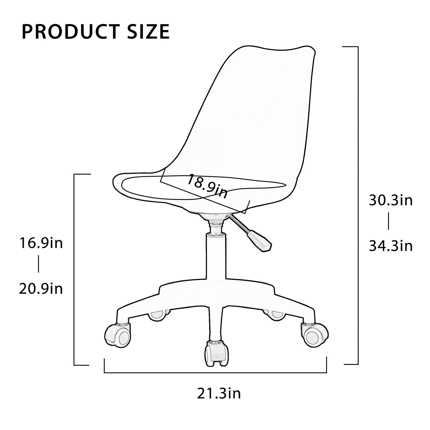 Sudica Acrylic Office Chair with PU Padded Seat Clear Rolling Desk Chair for Bedroom, Brown