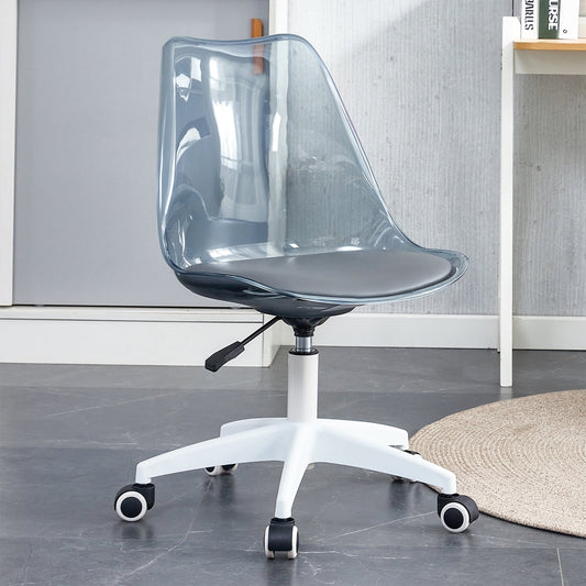 Sudica Acrylic Office Chair with PU Padded Seat Clear Rolling Desk Chair for Bedroom, Gray