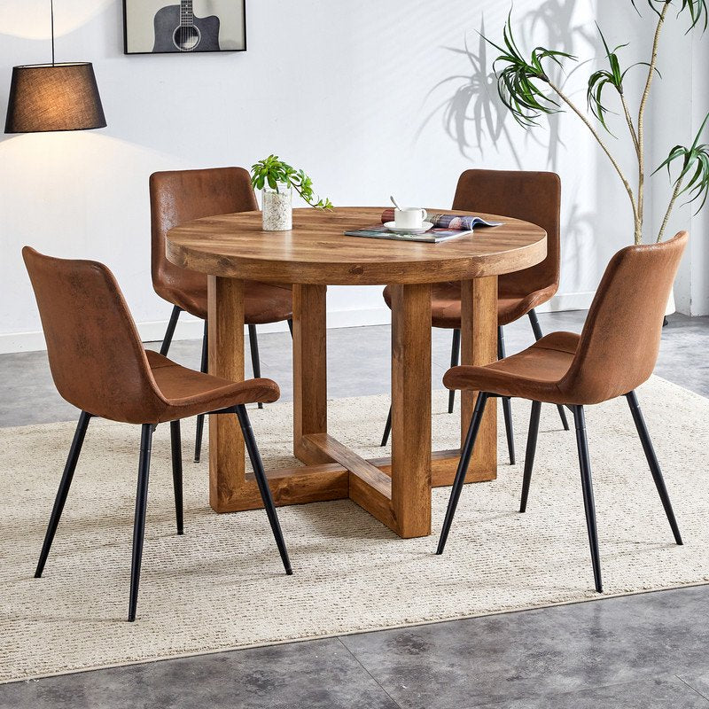 Modern and Practical Circular Dining Table.Sudica 42 inch Coffee Table with Wooden Tabletop for Living Room and Bedroom