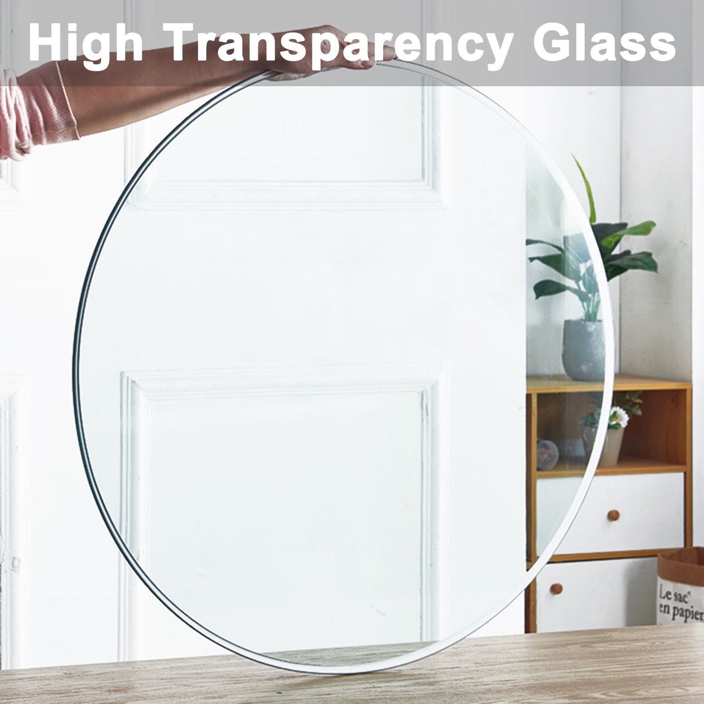 40 Inch Round Glass Table Top 1/3" Thick Ogee Edge Polish Clear Glass Table Top