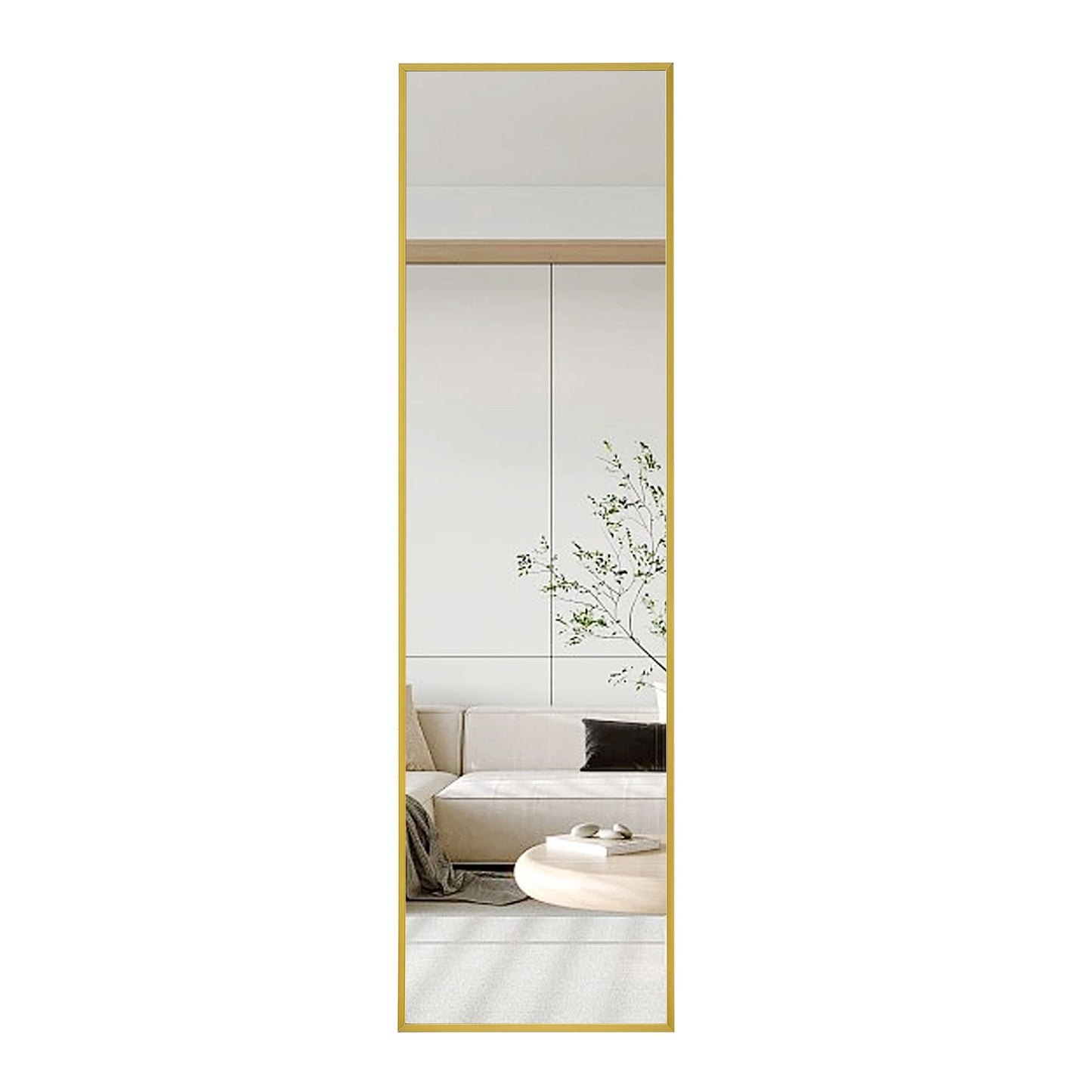 Sudica Full Length Mirror with Stand 59" X 15.7" Rectangular Bedroom Wall Body Mirrors, Gold Metal Frame