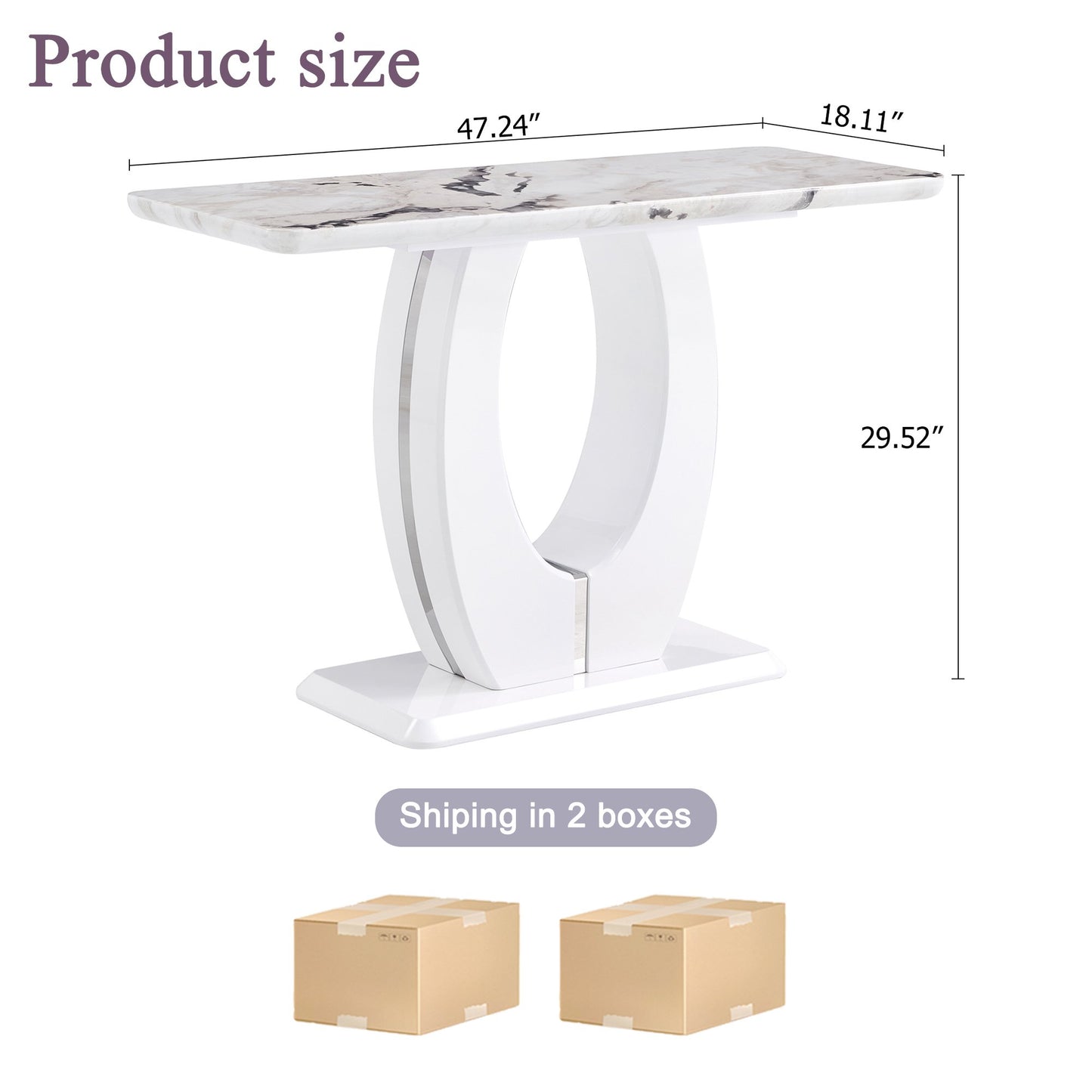 Sudica Marble Bar Table, 29.5" Counter Height Table with MDF Base Faux Marble Kitchen Pub Table, White