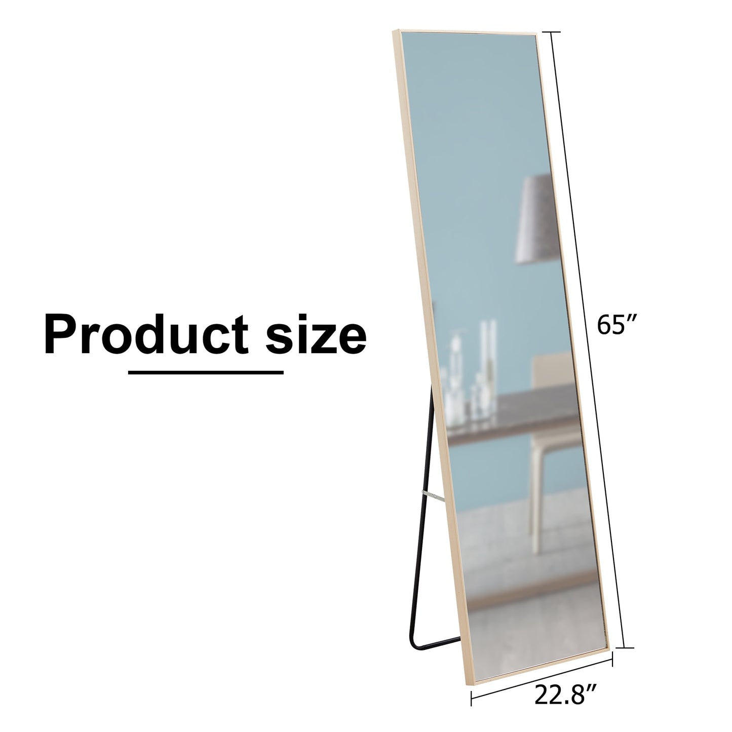 Sudica Full-Length Floor Mirror 65"x 23" Wooden Rectangular Bedroom Standing Body Mirror, Wood