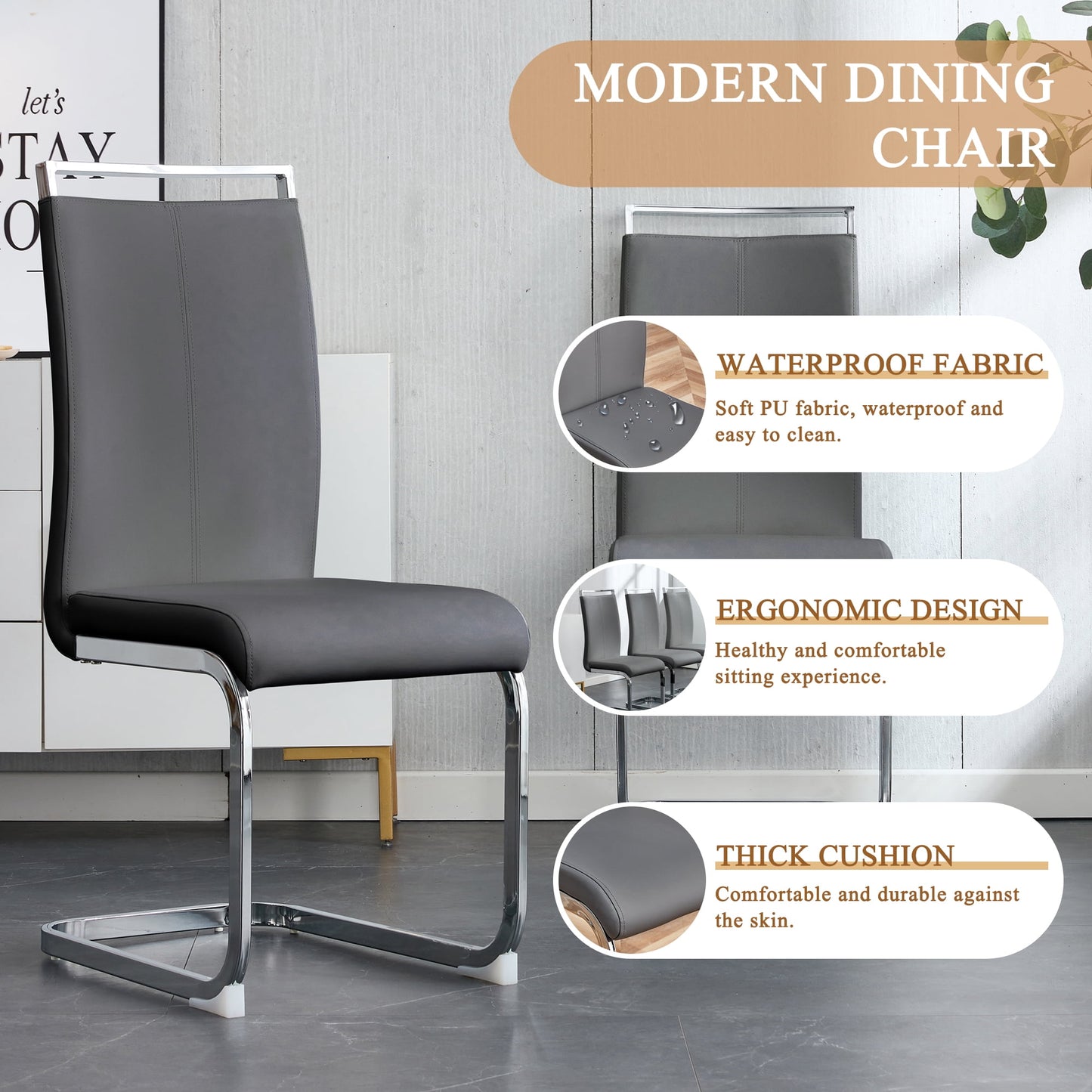 Dining Table Set for 8£¬Sudica 71" Faux Marble White Rectangular Dining Table and Upholstered PU Leather Dining Room Chairs for Kitchen,Gray