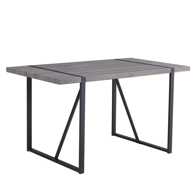 Rectangular Dining Table For 4-6 Person,Sudica 51 inch Gray Tabletop and Black Metal Legs,for Dining Room,Kitchen,Office.