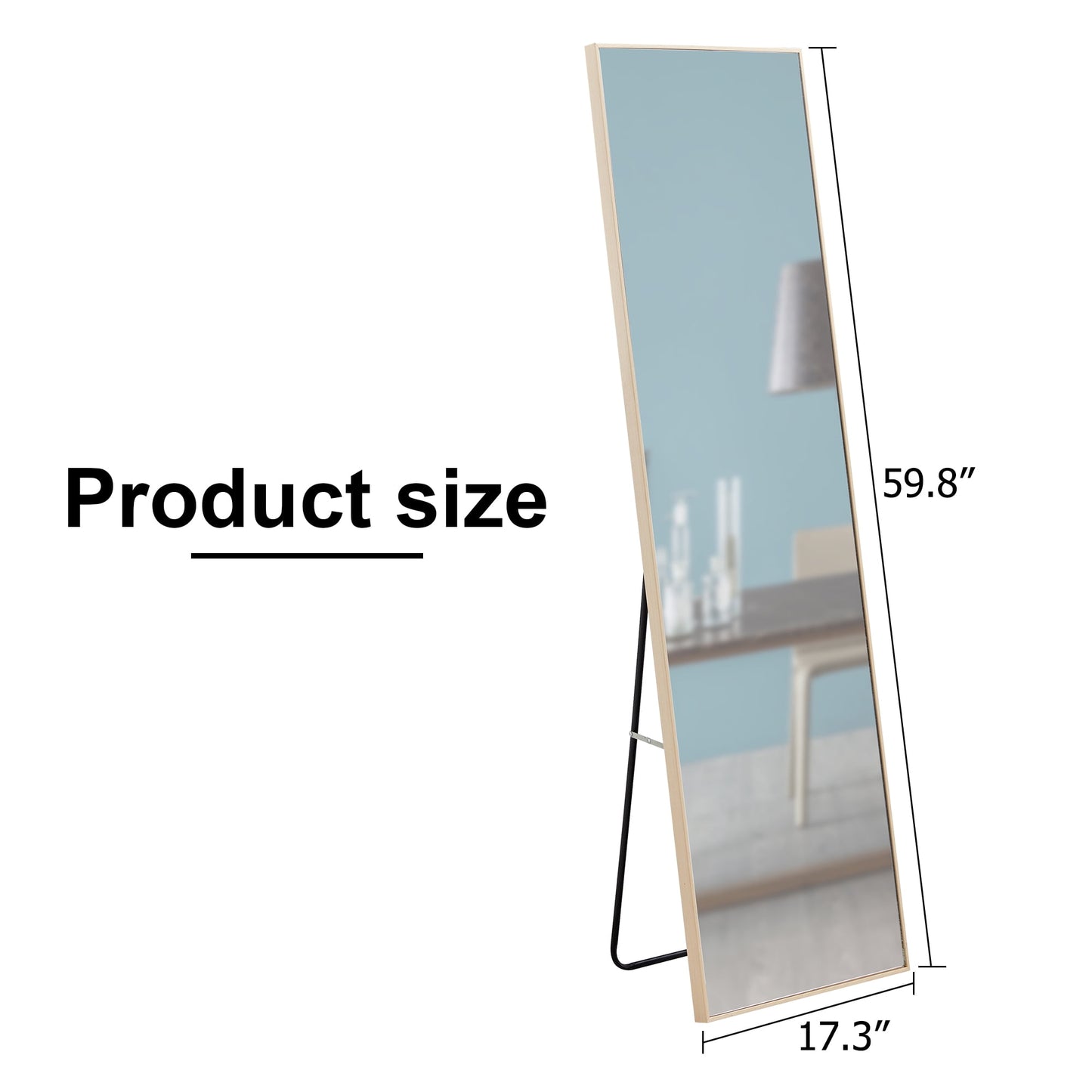 Sudica Full Length Floor Mirror 60"x 17" Rectangular Bedroom Standing Body Mirror, Wood