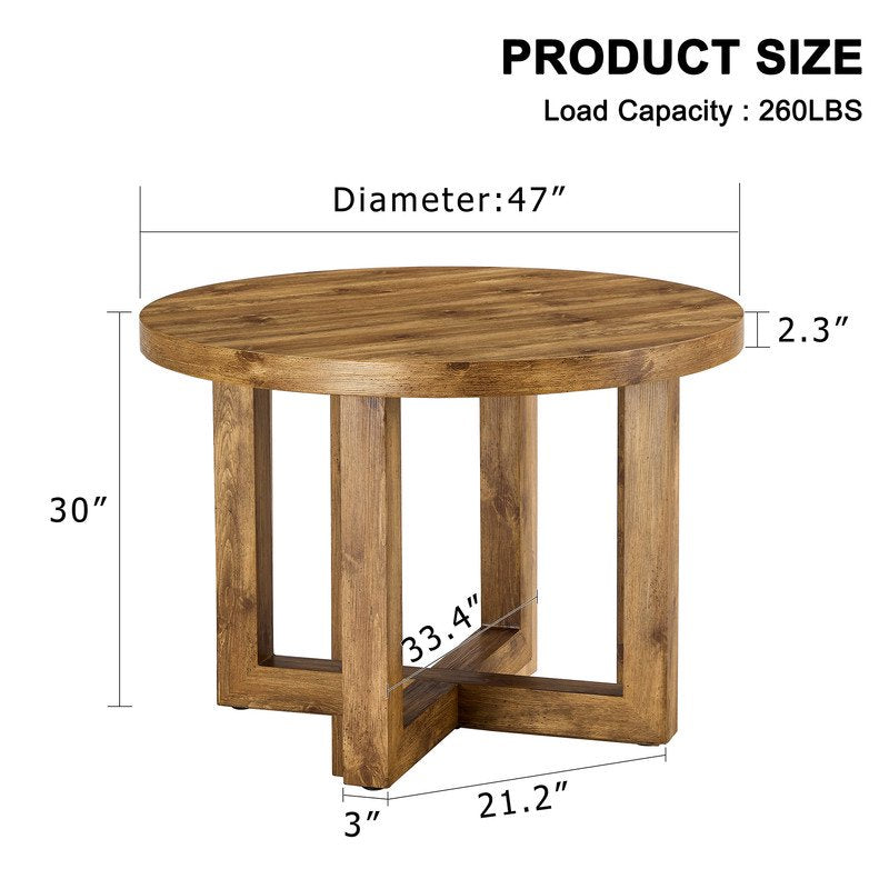 Modern and Practical Circular Dining Table.Sudica 42 inch Coffee Table with Wooden Tabletop for Living Room and Bedroom