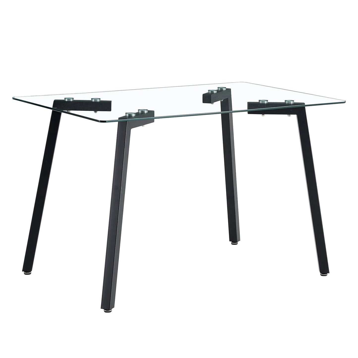 Sudica Glass Dining Table Modern Rectangular Table with Thick Glass Tabletop & Black Steel Legs£¬ 51.2 x 31.5 x 29.5 Inch