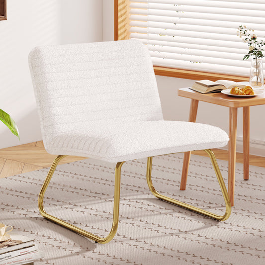 Sudica Velvet Accent Chair,Mid Century Living Room Sofa Chair with Golden Legs Wingback,Beige