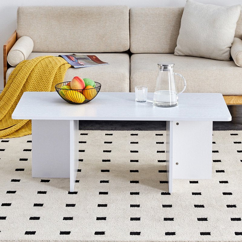 Sudica Rectangular Coffee Table, 45 inch Modern Tea Table with White Tabletop for Living Room.