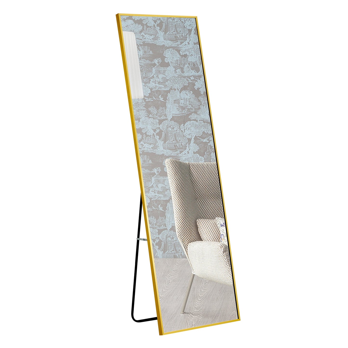 Sudica Full Length Mirror with Stand 59" X 15.7" Rectangular Bedroom Wall Body Mirrors, Gold Metal Frame