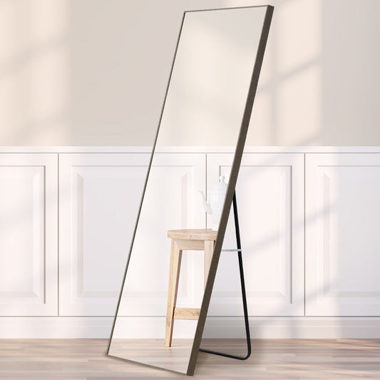 Sudica Full Length Floor Mirror 58"x 15" Rectangler Wooden Bedroom Standing Mirror, Gray