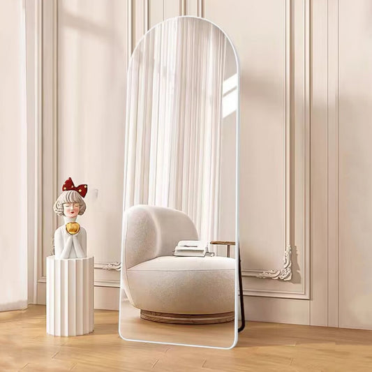 Sudica Arched Full Length Mirror 60"x16.5" Silver Frame Floor Mirror with Stand for Living Room, Bedroom