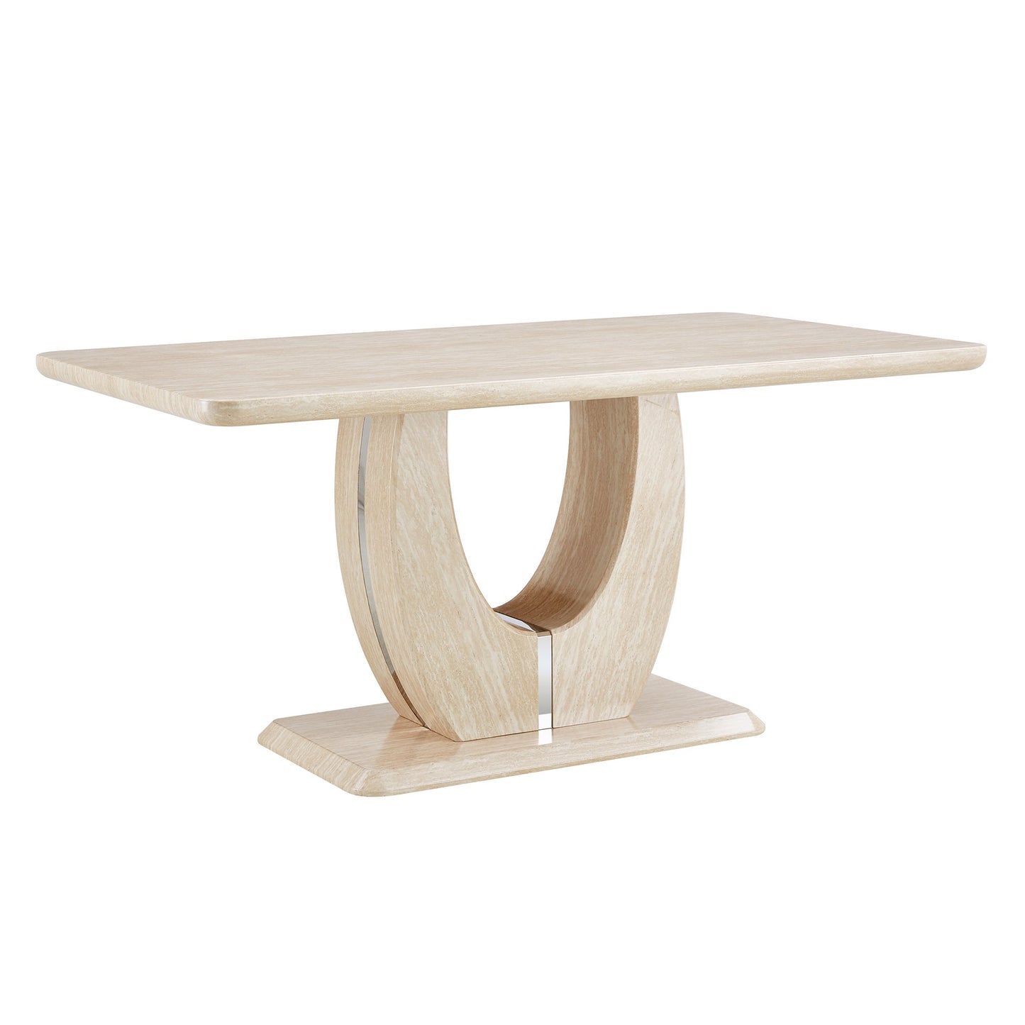 Sudica 63 inch Faux Marble Dining Table for 6 Yellow Faux Marble Dining Room MDF Table with U-Shaped Support