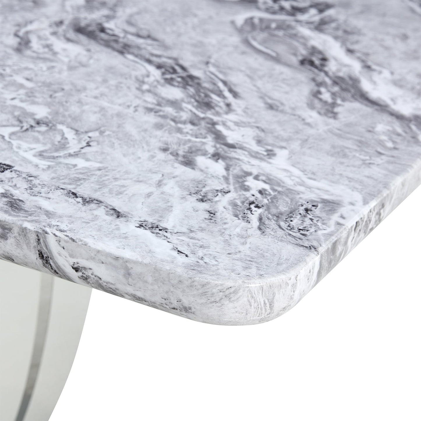 63" Marble Dining Table for 6 £¬Sudica Faux Marble Dining Room MDF Table with U-Shaped Bracket Support, Gray