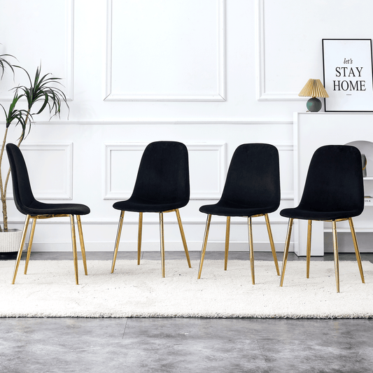 Sudica Black Dining Chairs Set of 4 Upholstered Velvet Mid-Century Modern Kitchen Chairs with Gold Chomon Legs