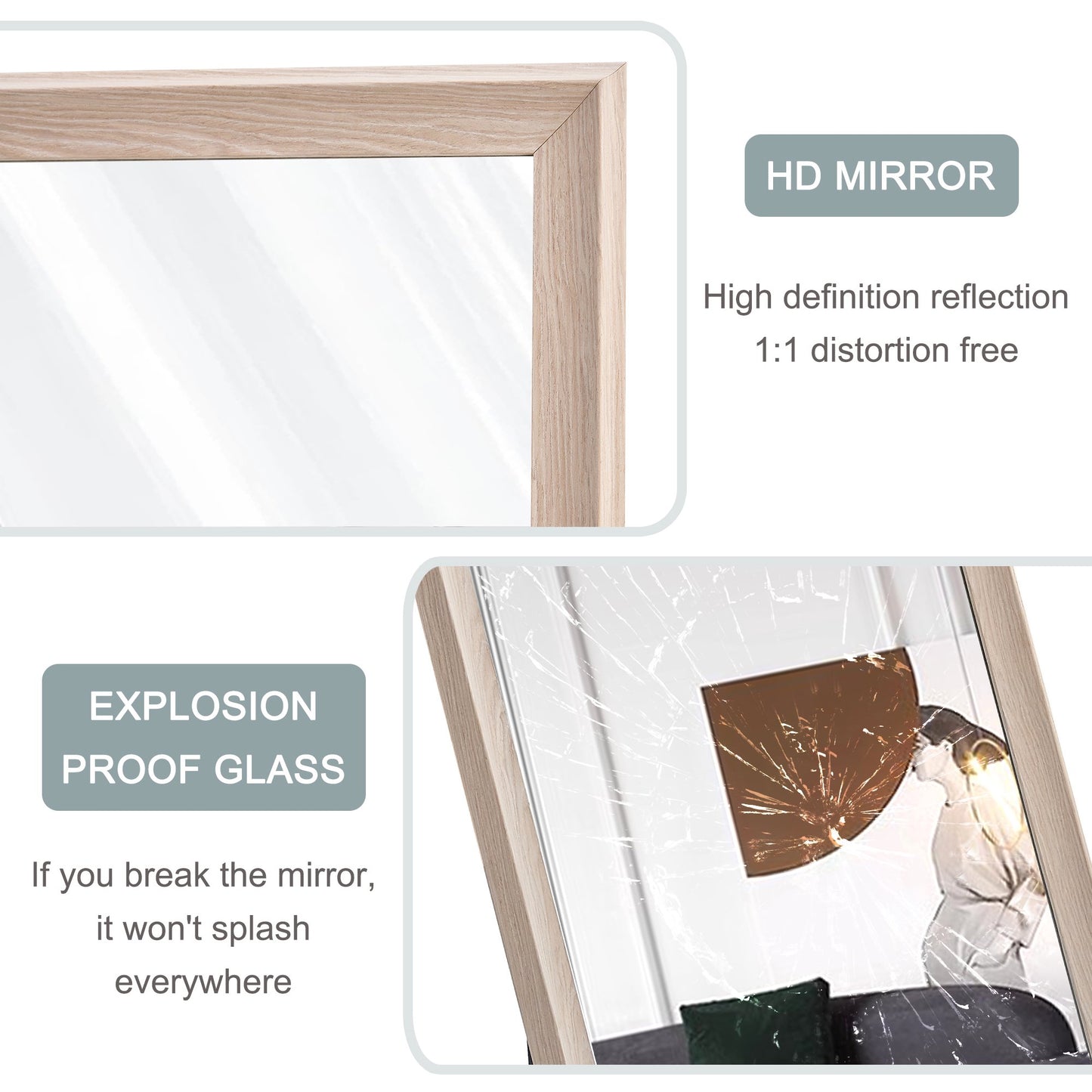 Sudica Wooden Floor Mirror 65"x22.8" Rectangular Full Body Standing Mirror for Living Room