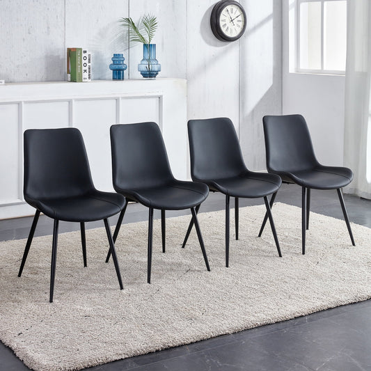 Dining Chairs Set of 4, Sudica Faux Leather Dining Room Chairs with Metal Legs Wide Seat Kitchen Chair,Black