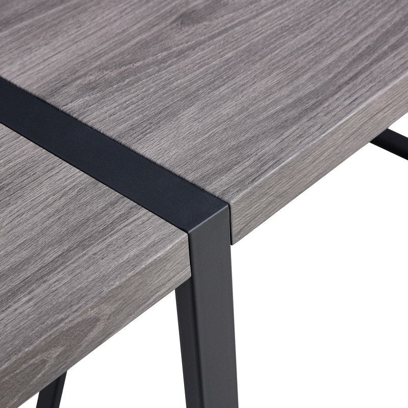 Rectangular Dining Table For 4-6 Person,Sudica 51 inch Gray Tabletop and Black Metal Legs,for Dining Room,Kitchen,Office.