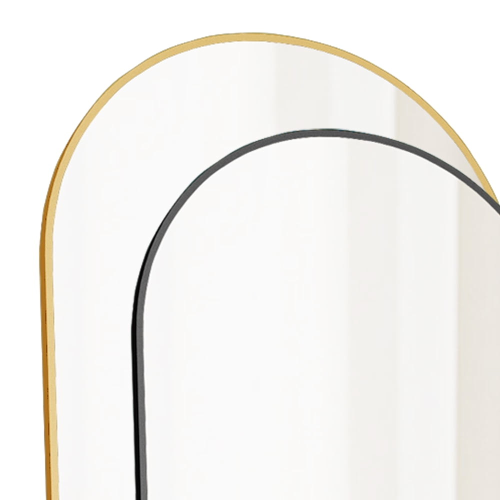 Sudica Arched Full Length Mirror 60"x16.5" Gold Frame Full Body Mirror with Stand for Living Room, Gold