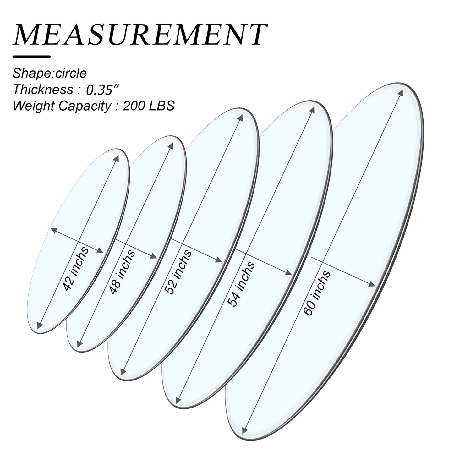 52 Inch Round Glass Table Top 1/3" Thick Ogee Edge Polish Clear Glass Table Top