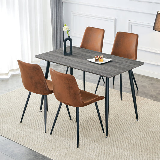 47.2" Compact Dining Table Set, Sudica Modern Wooden Kitchen Table with Upholstered Faux Leather Dining Chairs, Brown