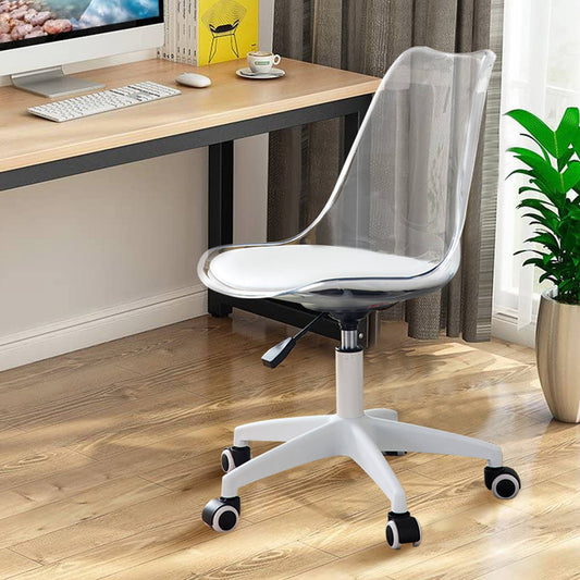 Sudica Acrylic Office Chair with PU Padded Seat Clear Rolling Desk Chair for Bedroom