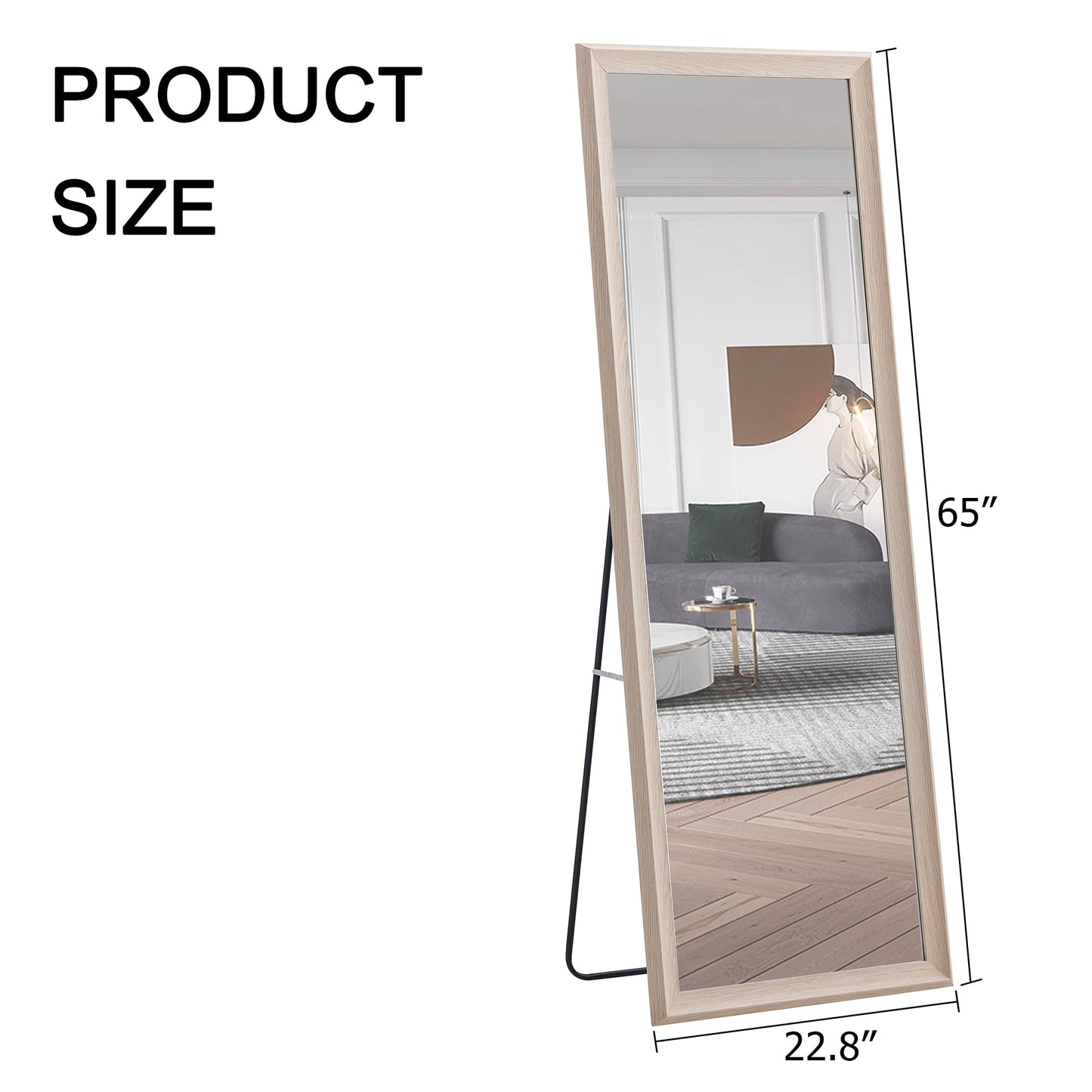 Sudica Wooden Floor Mirror 65"x22.8" Rectangular Full Body Standing Mirror for Living Room