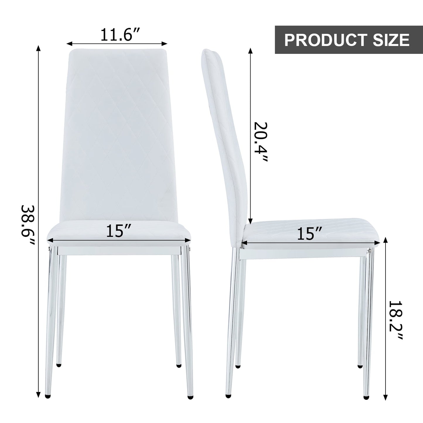 Sudica Upholstered Dining Chairs Set of 4 PU Leather Kitchen Dining Room Chairs with Tall Slat Back, White