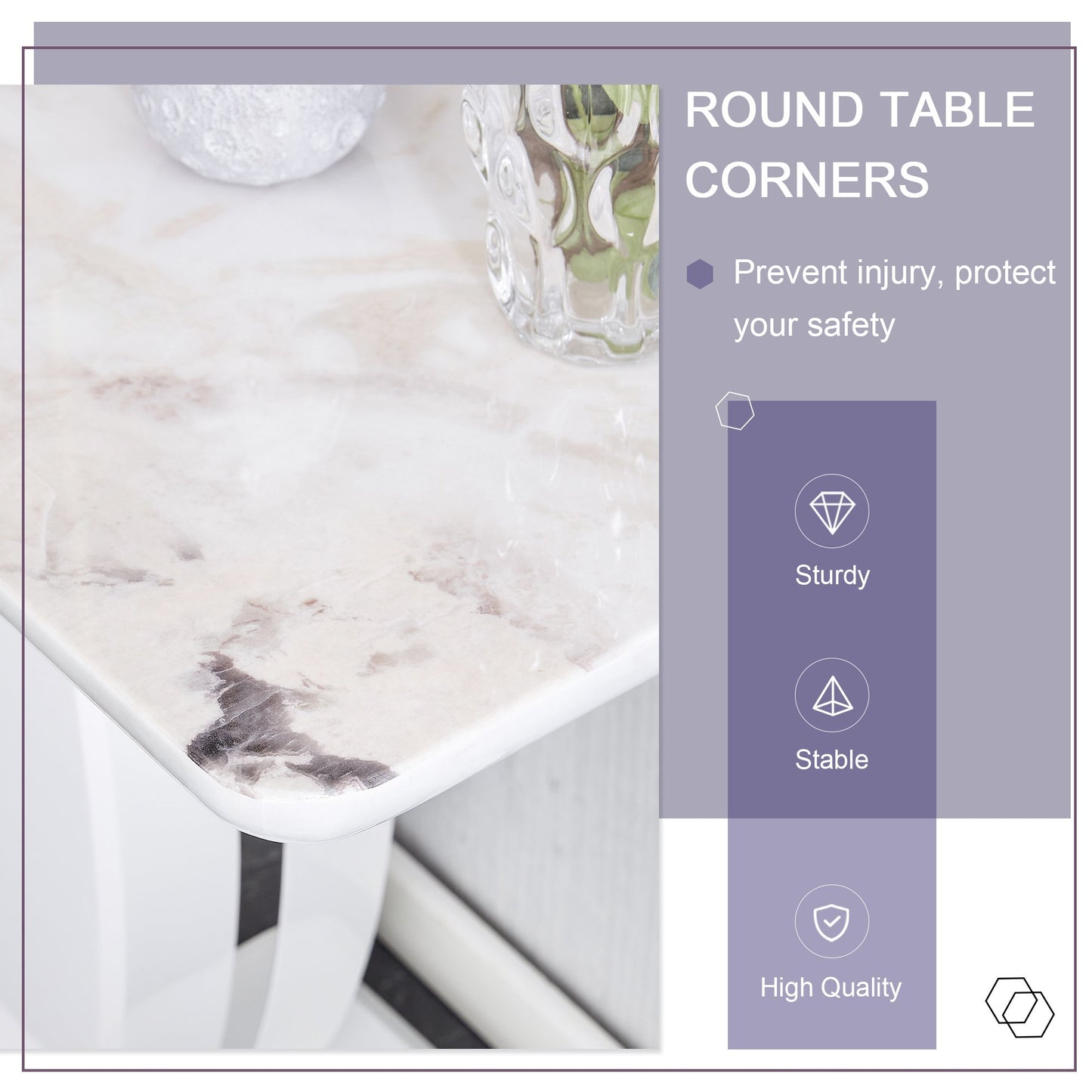 Sudica Marble Bar Table, 29.5" Counter Height Table with MDF Base Faux Marble Kitchen Pub Table, White