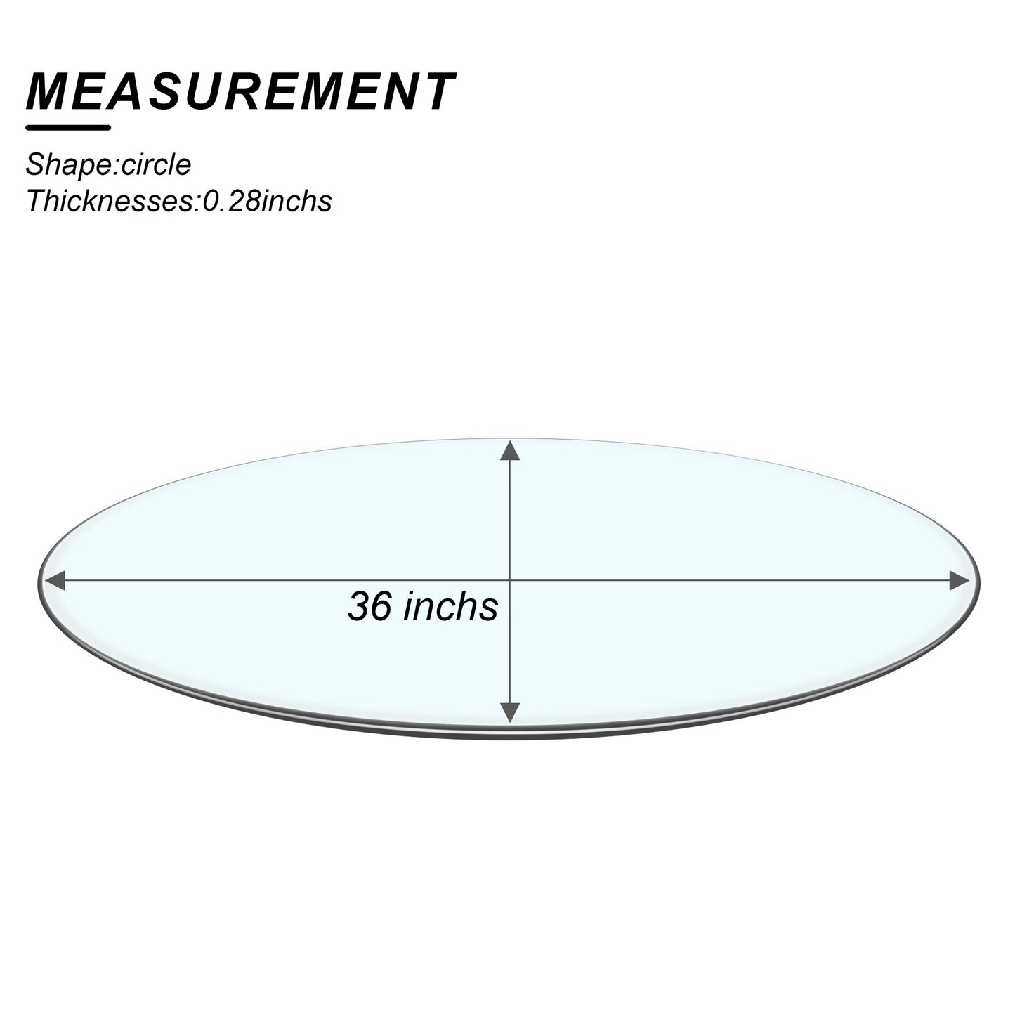 36 Inch Round Glass Table Top 0.28 inch Thick Clear Tempered Glass Table Top