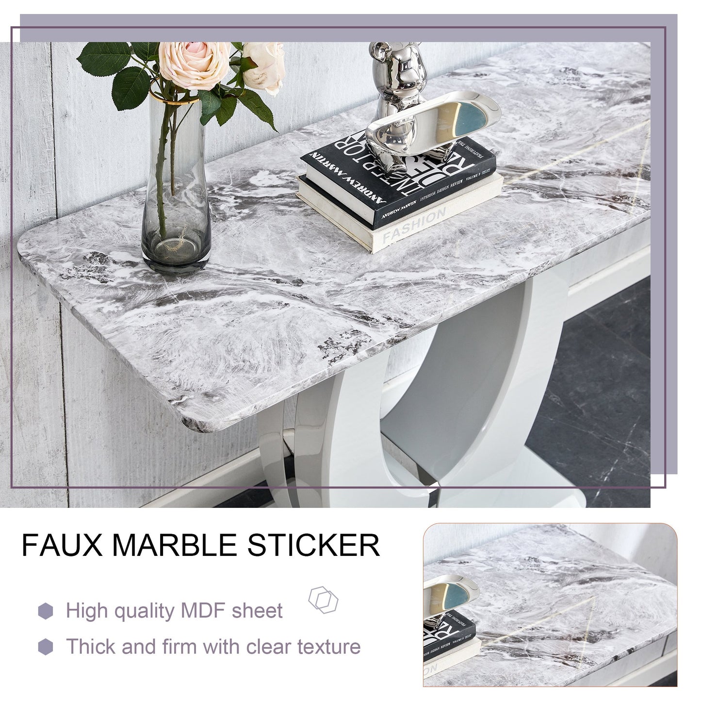 Sudica Marble Bar Table, 29.5" Counter Height Table with MDF Base Faux Marble Kitchen Pub Table, Gray