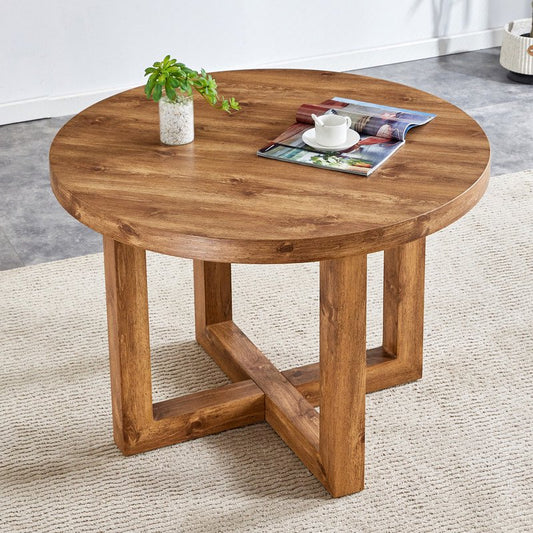 Modern and Practical Circular Dining Table.Sudica 42 inch Coffee Table with Wooden Tabletop for Living Room and Bedroom