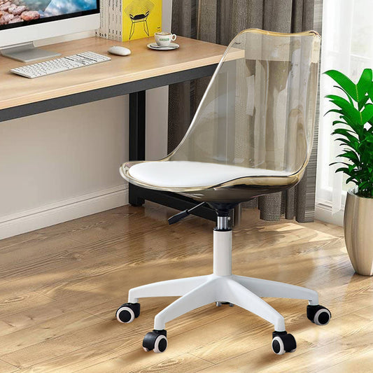 Sudica Acrylic Office Chair with PU Padded Seat Clear Rolling Desk Chair for Bedroom, Brown