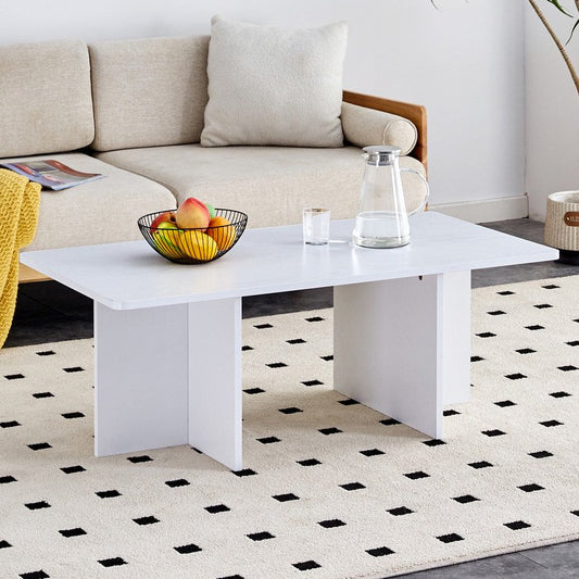 Sudica Rectangular Coffee Table, 45 inch Modern Tea Table with White Tabletop for Living Room.