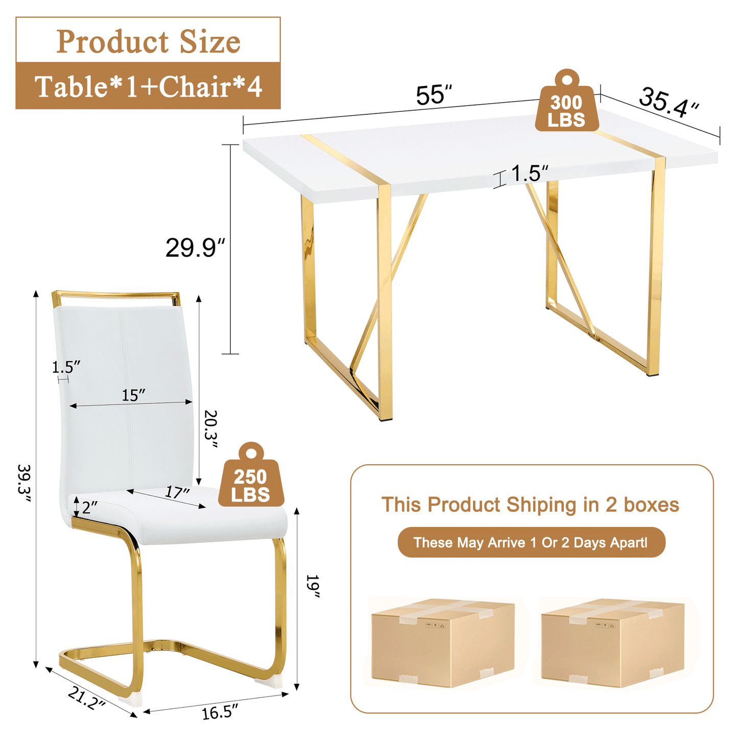 Sudica Dining Table Set for 4£¬Faux Marble White Rectangular Dining Table and PU Leather Dining Room Chairs for Kitchen, White