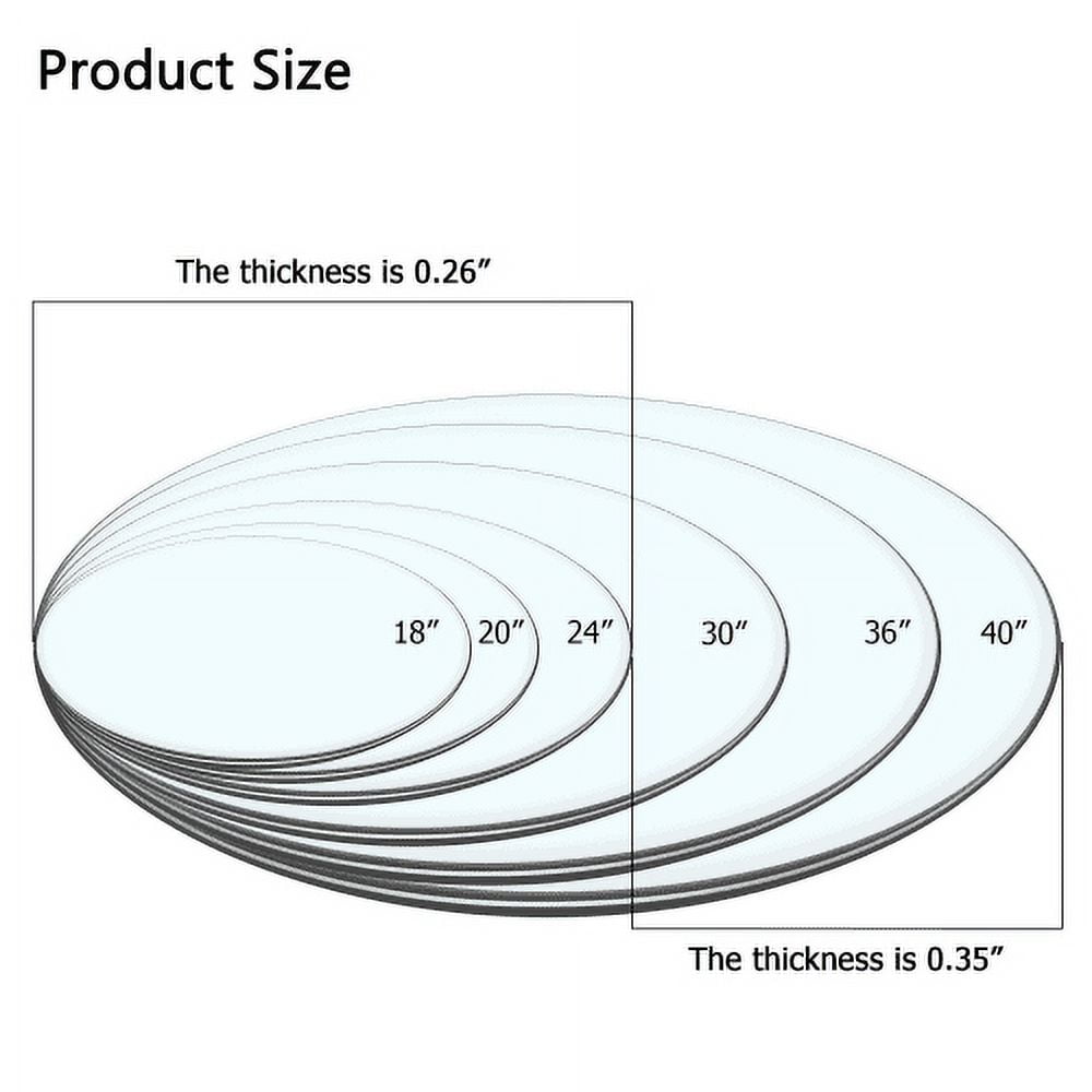 Sudica 36 Inch Round Glass Table Top 1/3" Thick Ogee Edge Polish Clear Tempered Glass Table Top