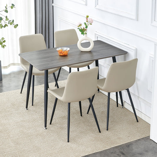 47.2" Compact Dining Table Set, Sudica Modern Wooden Kitchen Table with Upholstered Faux Leather Dining Chairs, Gray