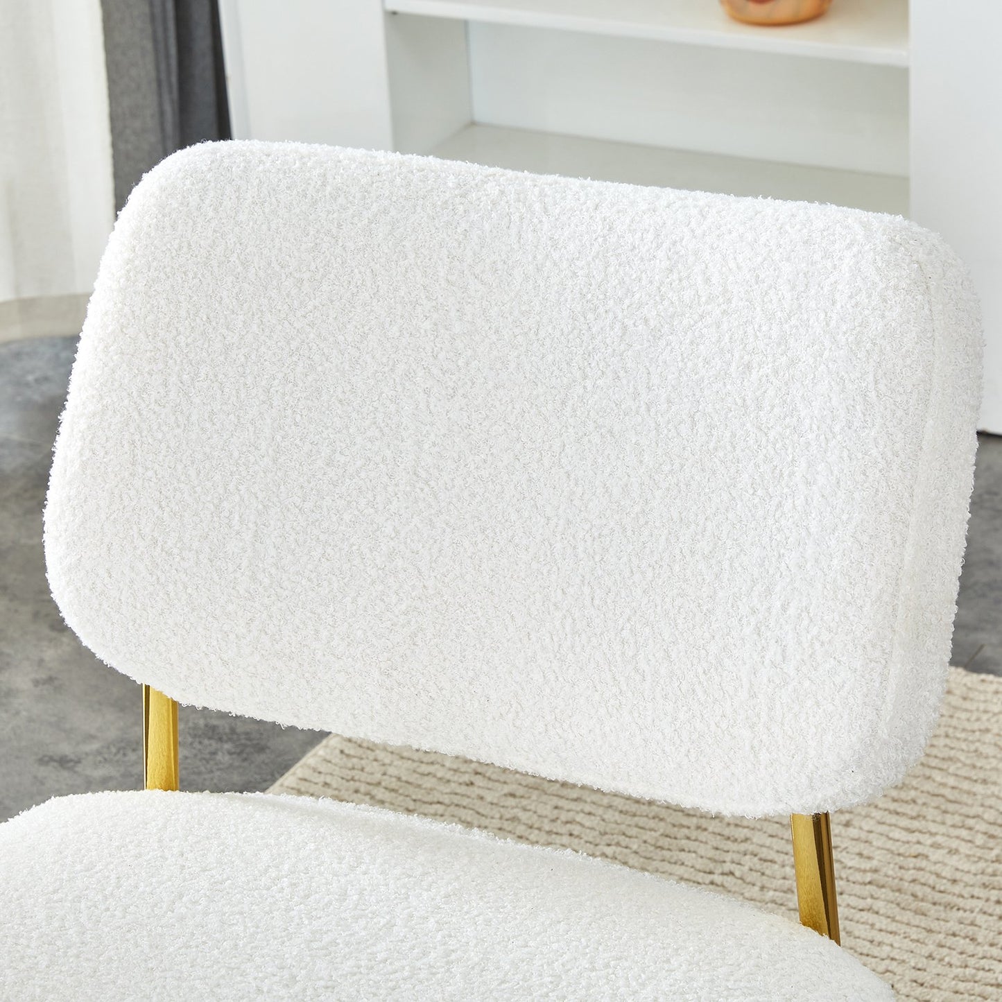 Sudica Boucle Rocking Accent Chairs with Metal Legs, Upholstered Modern Armless Rocker Chair for Bedroom,White