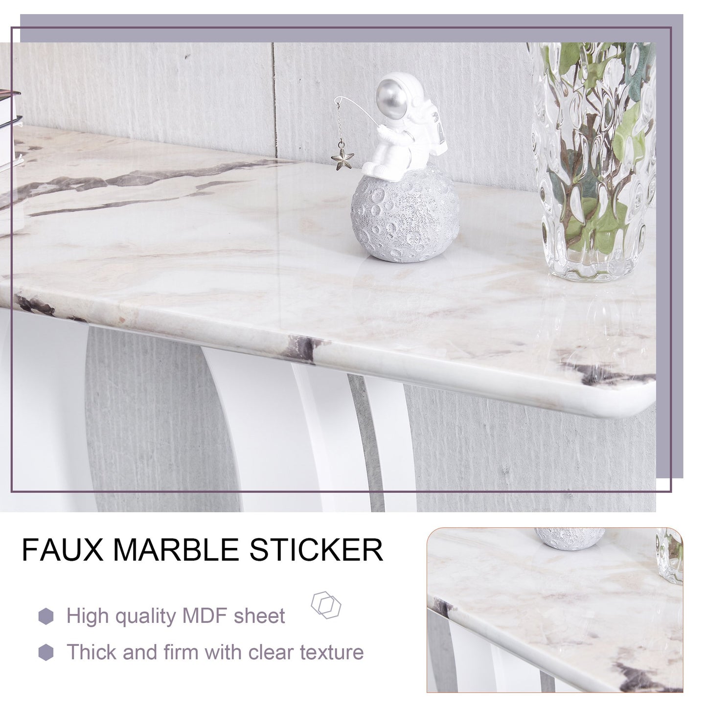 Sudica Marble Bar Table, 29.5" Counter Height Table with MDF Base Faux Marble Kitchen Pub Table, White