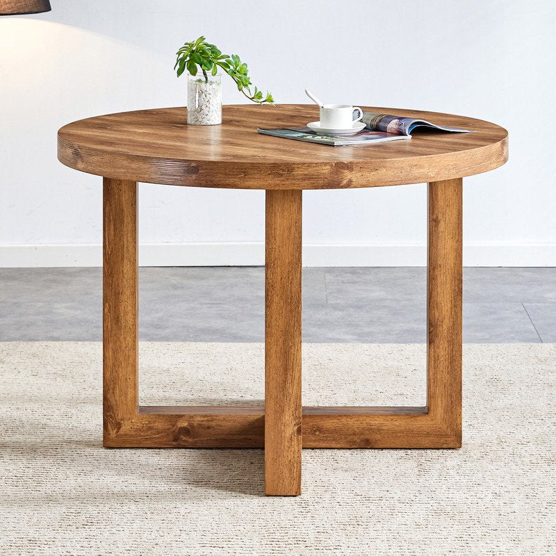 Modern and Practical Circular Dining Table.Sudica 42 inch Coffee Table with Wooden Tabletop for Living Room and Bedroom