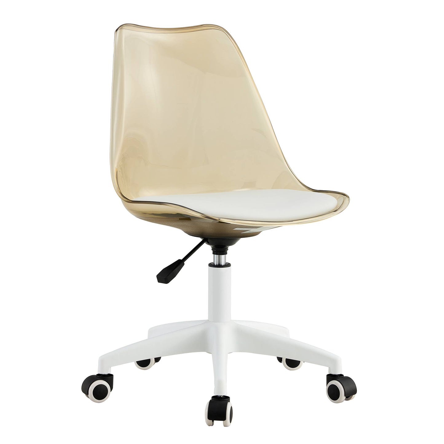 Sudica Acrylic Office Chair with PU Padded Seat Clear Rolling Desk Chair for Bedroom, Brown