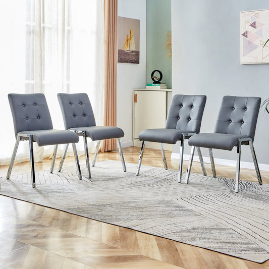 Sudica Dining Room Chairs Set of 4 Upholstered Tufted Mid-Century Modern Kitchen Chairs with Chomon Legs, Gray(chairs only)